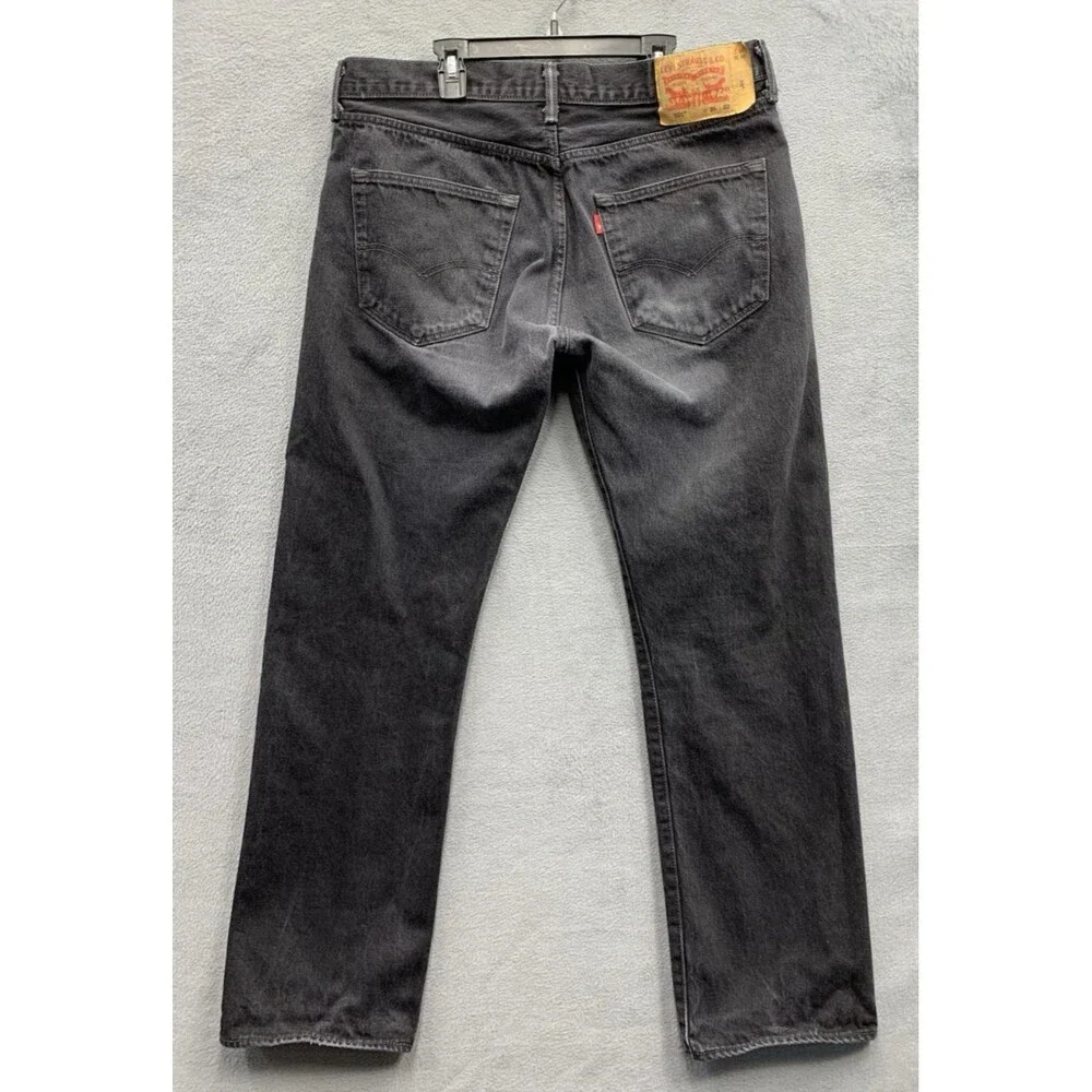 Levi's 501 Mens Denim Jeans Original Fit Button Fly Black 2016 Size 36X32 Read